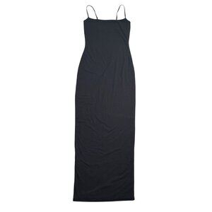 Skims Medium Fits Everybody Long Slip Dress Onyx Black Maxi Bodycon NWT MSRP 80